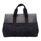 Hermes Valparaiso MM Handbag Leather Canvas Toilet Blanc Black Silver Rare — view 2