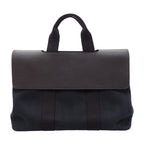 Hermes Valparaiso MM Handbag Leather Canvas Toilet Blanc Black Silver Rare
