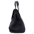 Hermes Valparaiso MM Handbag Leather Canvas Toilet Blanc Black Silver Rare — view 4
