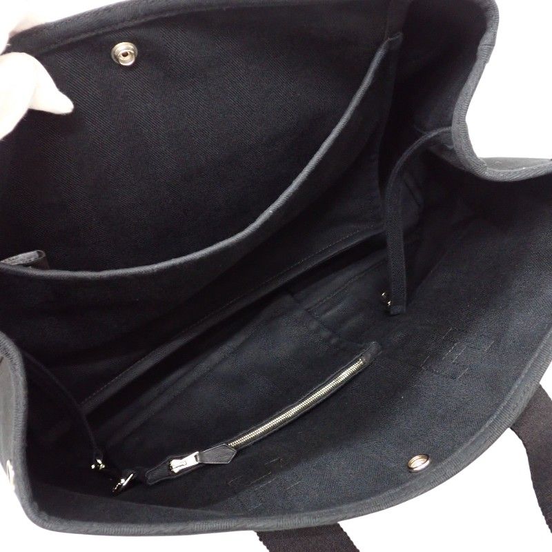 Hermes Valparaiso MM Handbag Leather Canvas Toilet Blanc Black Silver Rare — view 7