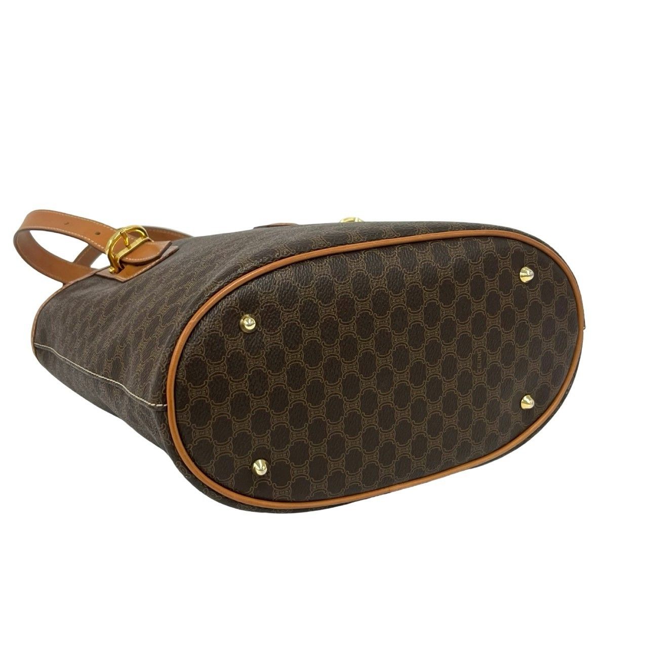 Celine Vintage Macadam Blason Triomphe Logo Leather Tote Shoulder Bag Brown — view 7