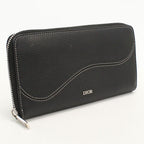 Dior Long Zip Wallet Saddle Round Zip Calf