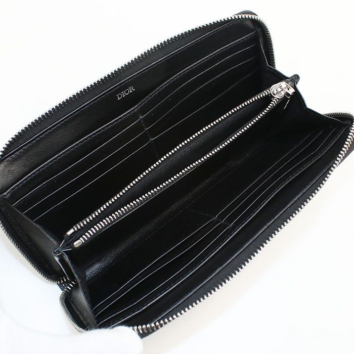 Dior Long Zip Wallet Saddle Round Zip Calf — view 3