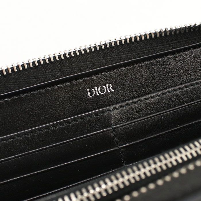 Dior Long Zip Wallet Saddle Round Zip Calf — view 6