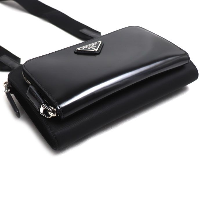 Prada Re-Nylon Saffiano Leather Shoulder Bag Black — view 3