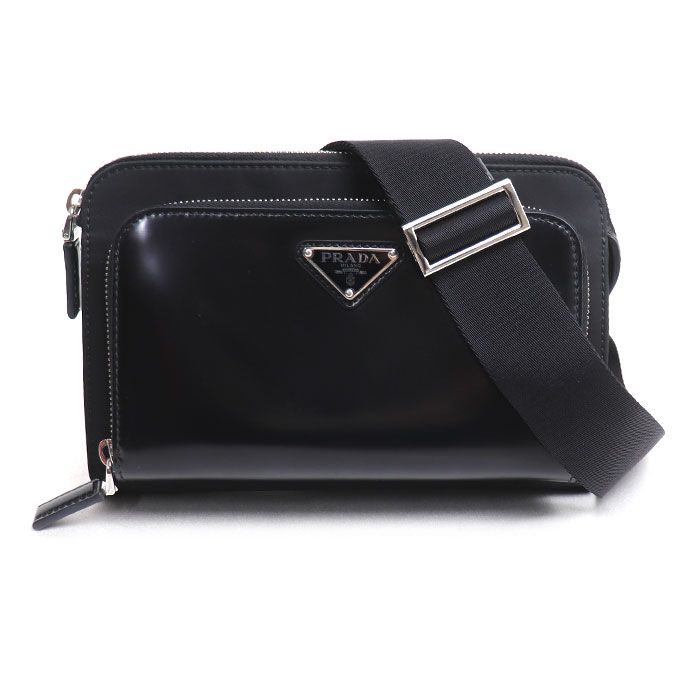 Prada Re-Nylon Saffiano Leather Shoulder Bag Black