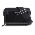 Prada Re-Nylon Saffiano Leather Shoulder Bag Black