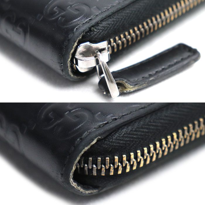 Gucci Guccissima Signature Zip Around Wallet Black — view 8