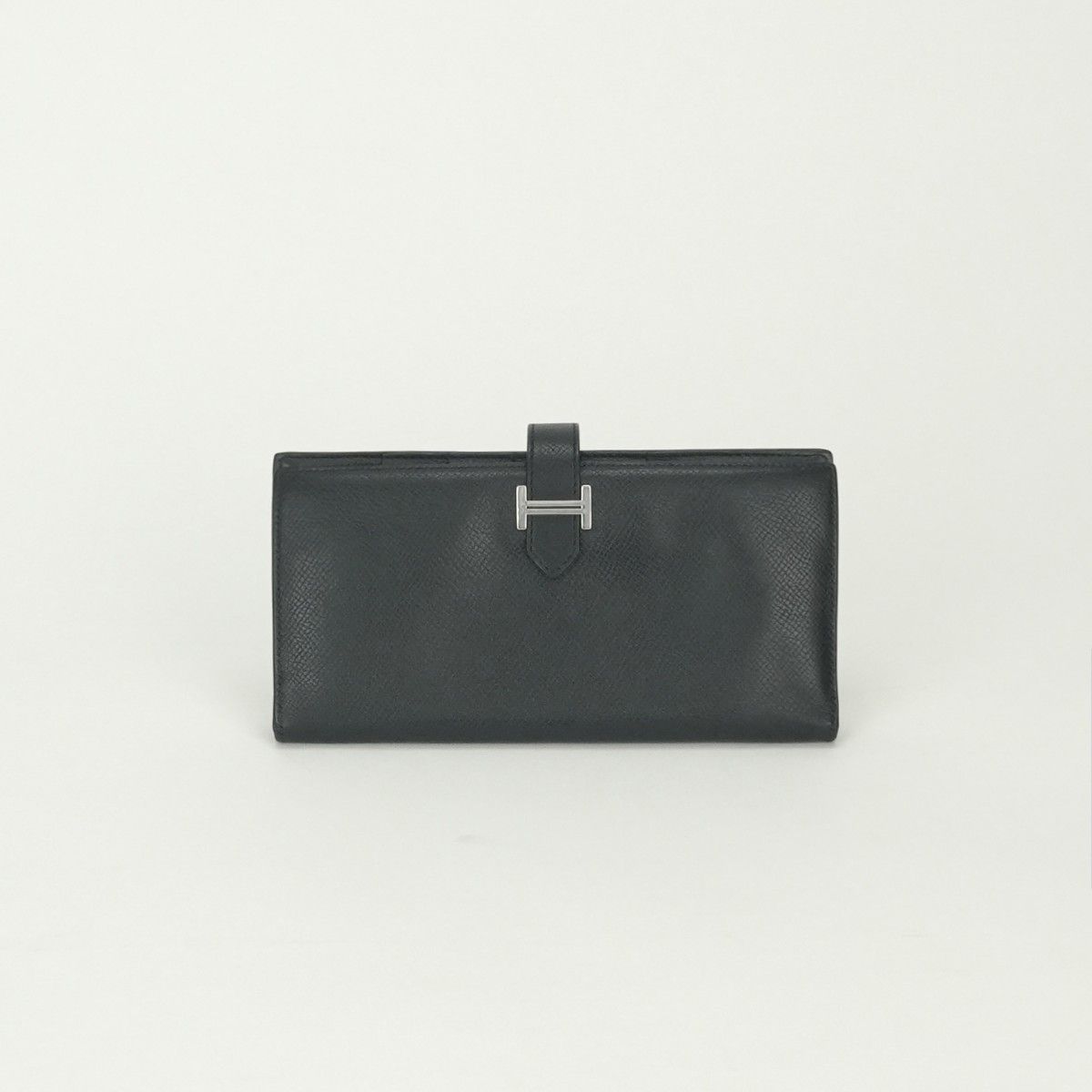 Hermes Bearn Souffle Wallet Epsom Noir Black Silver Veau
