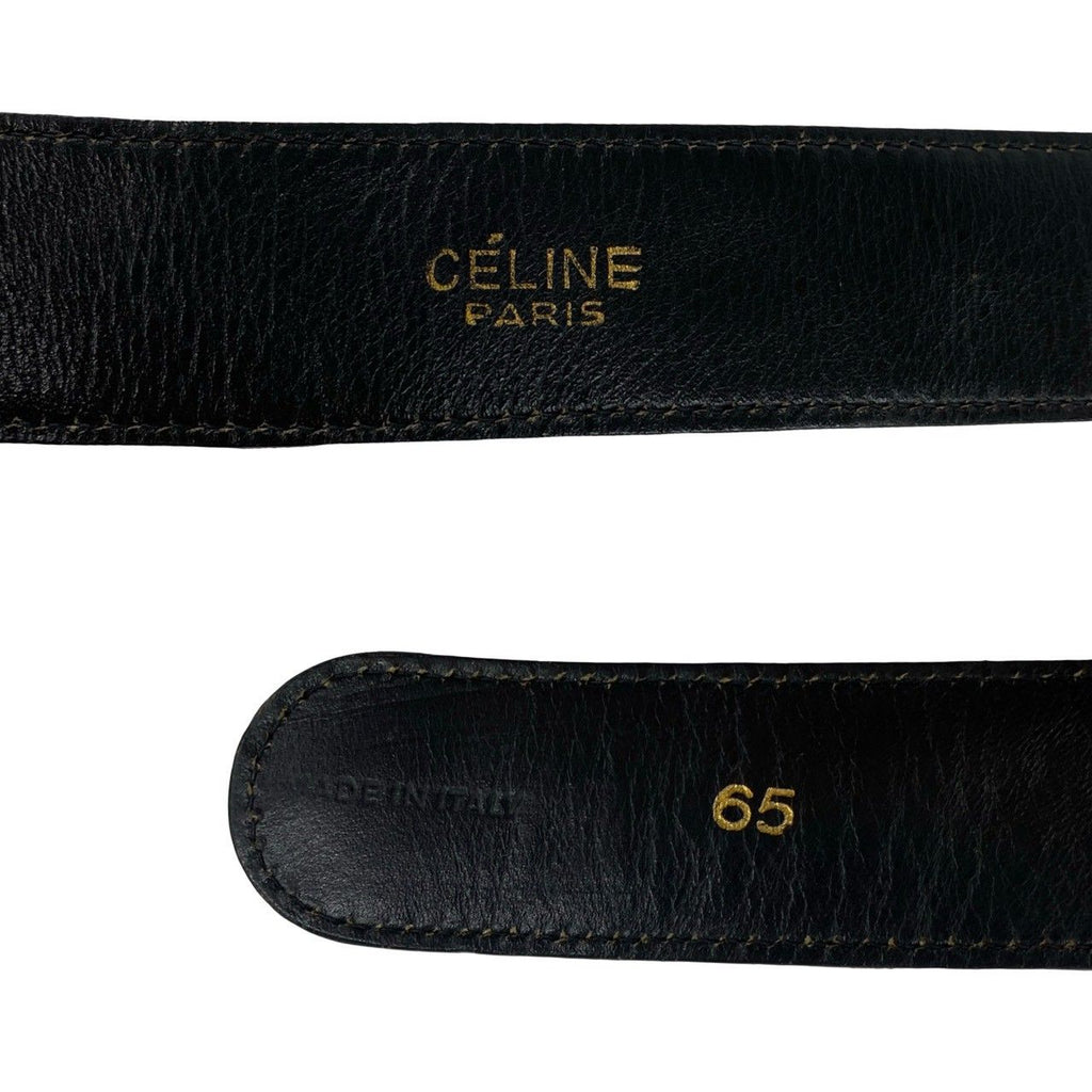 Celine Vintage Horse Carriage Logo Buckle Leather Belt Black — view 2