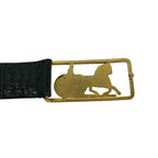 Celine Vintage Horse Carriage Logo Buckle Leather Belt Black — view 4
