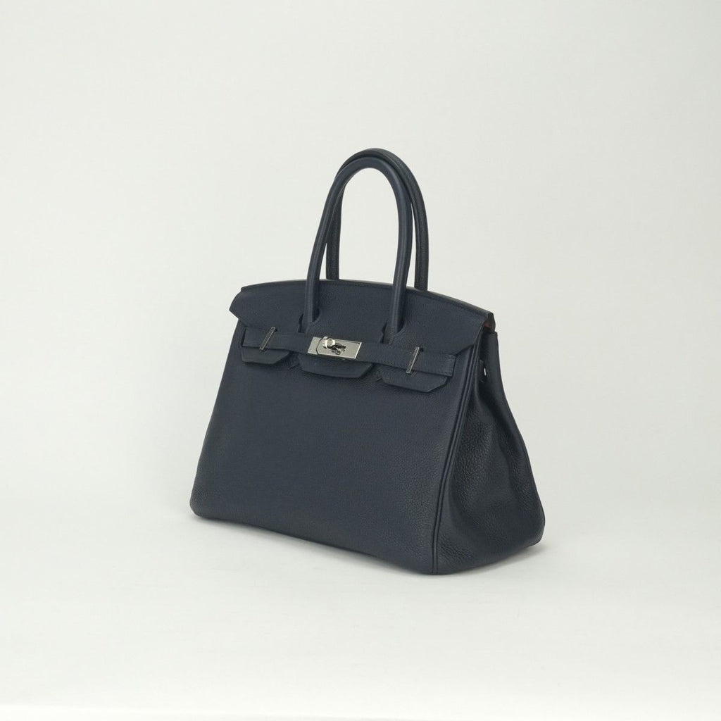 Hermes Birkin 30 Verso Tote Togo Blue New Bleunuit Orange Poppy Orangepoppy — view 2