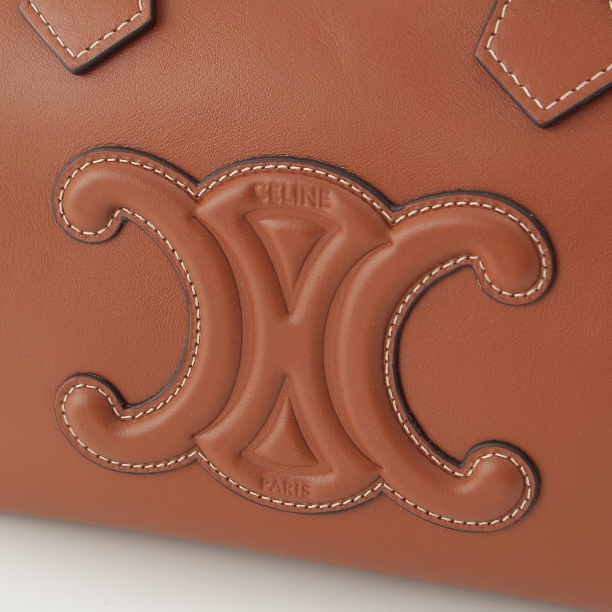 Celine Leather Cuir Triomphe Small Boston 2-Way Handbag Brown — view 8