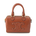 Celine Leather Cuir Triomphe Small Boston 2-Way Handbag Brown