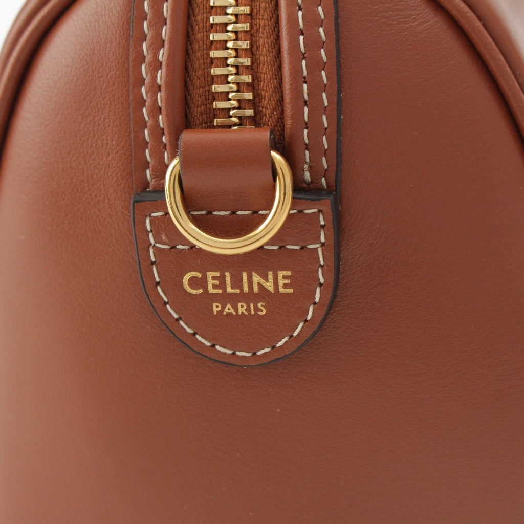 Celine Leather Cuir Triomphe Small Boston 2-Way Handbag Brown — view 7