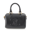 Celine Leather Cuill Triomphe Small Boston 2-Way Handbag Black