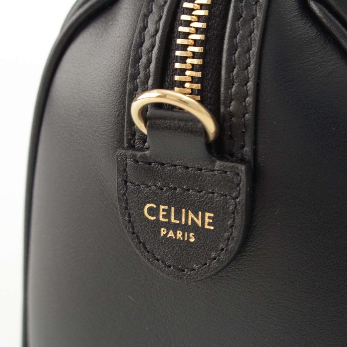 Celine Leather Cuill Triomphe Small Boston 2-Way Handbag Black — view 7