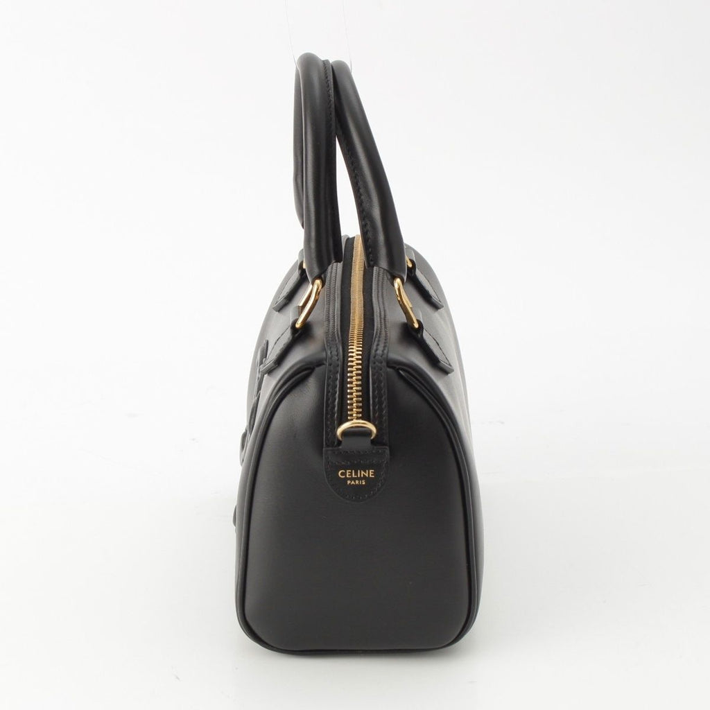 Celine Leather Cuill Triomphe Small Boston 2-Way Handbag Black — view 3