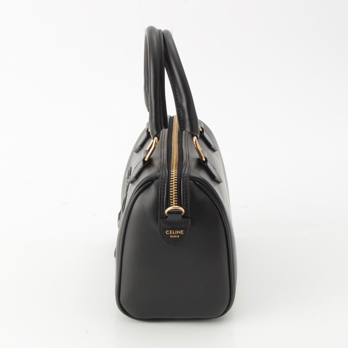Celine Leather Cuill Triomphe Small Boston 2-Way Handbag Black — view 3