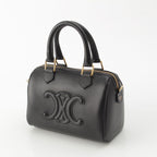 Celine Leather Cuill Triomphe Small Boston 2-Way Handbag Black — view 2
