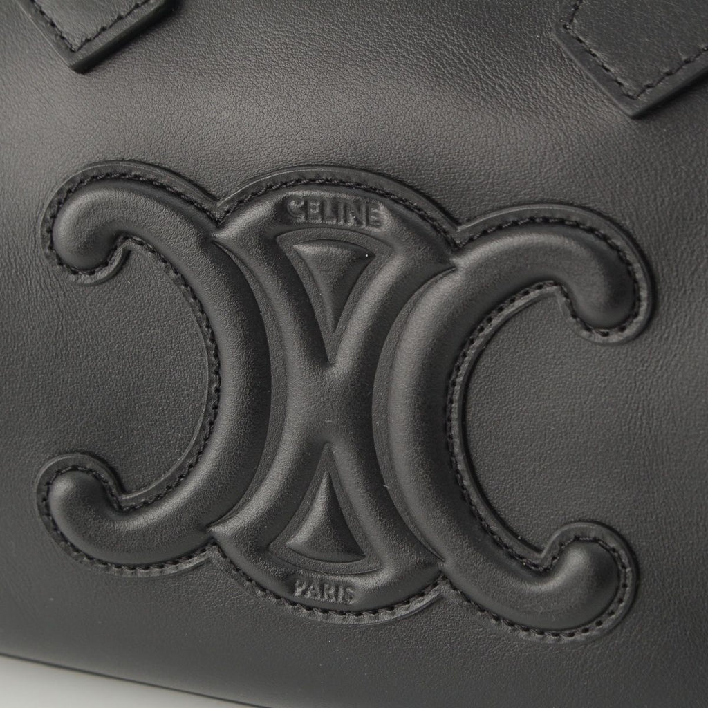 Celine Leather Cuill Triomphe Small Boston 2-Way Handbag Black — view 8