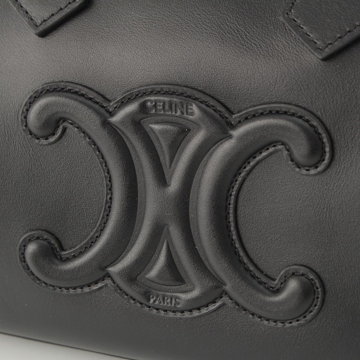 Celine Leather Cuill Triomphe Small Boston 2-Way Handbag Black — view 8