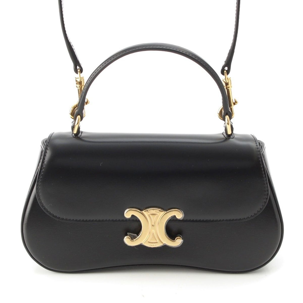 Celine Leather Triomphe Teen Lola 2-Way Handbag Black