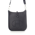Hermes Evelyne TPM Taurillon Clemence Amazon Shoulder Bag Noir Silver