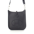Hermes Evelyne TPM Taurillon Clemence Amazon Shoulder Bag Noir Silver