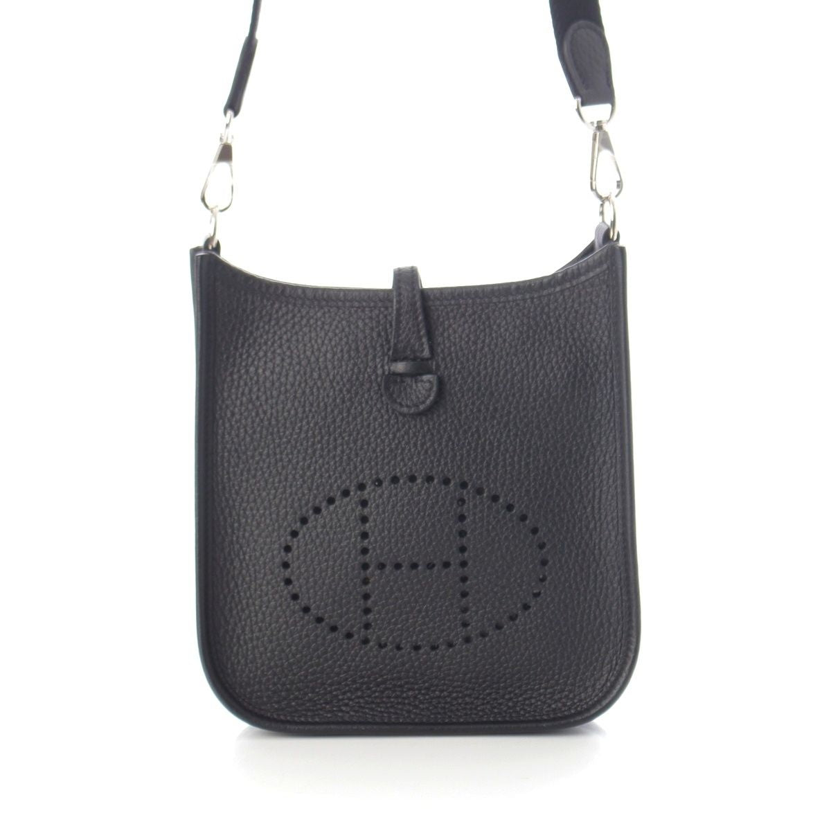 Hermes Evelyne TPM Taurillon Clemence Amazon Shoulder Bag Noir Silver