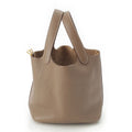Hermes Picotin Lock PM Taurillon Clemence Handbag Etoupe Gold