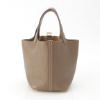 Hermes Picotin Lock PM Taurillon Clemence Handbag Etoupe Gold — view 3