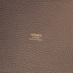 Hermes Picotin Lock PM Taurillon Clemence Handbag Etoupe Gold — view 7