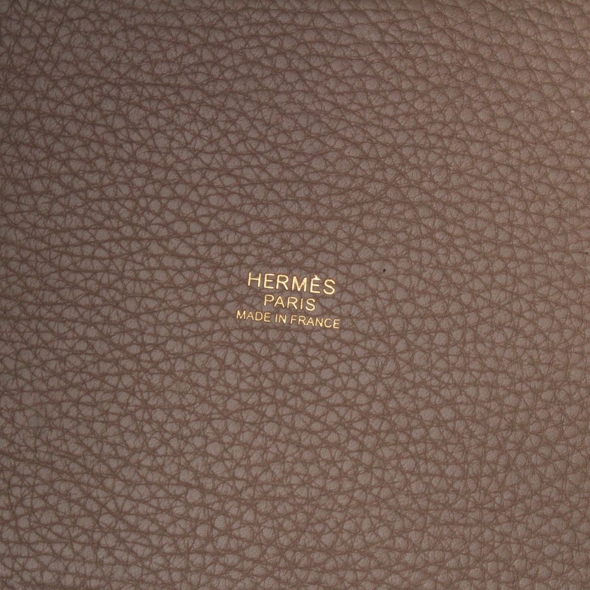 Hermes Picotin Lock PM Taurillon Clemence Handbag Etoupe Gold — view 7