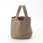 Hermes Picotin Lock PM Taurillon Clemence Handbag Etoupe Gold — view 4
