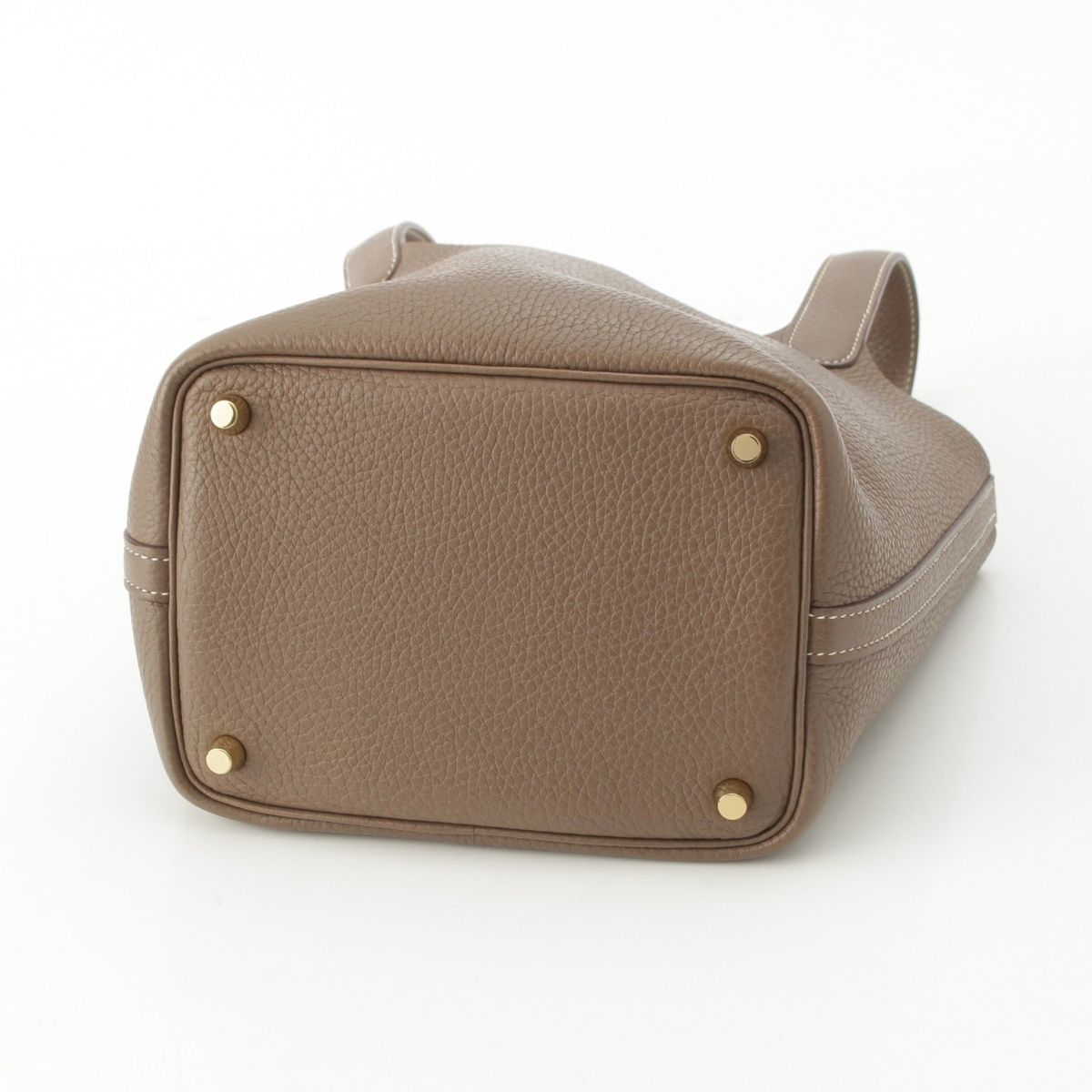 Hermes Picotin Lock PM Taurillon Clemence Handbag Etoupe Gold — view 5