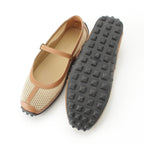 Hermes Kitsch Mesh Leather Ballet Shoes Beige Brown — view 5