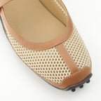 Hermes Kitsch Mesh Leather Ballet Shoes Beige Brown — view 6