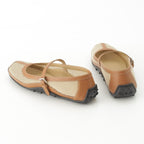 Hermes Kitsch Mesh Leather Ballet Shoes Beige Brown — view 4