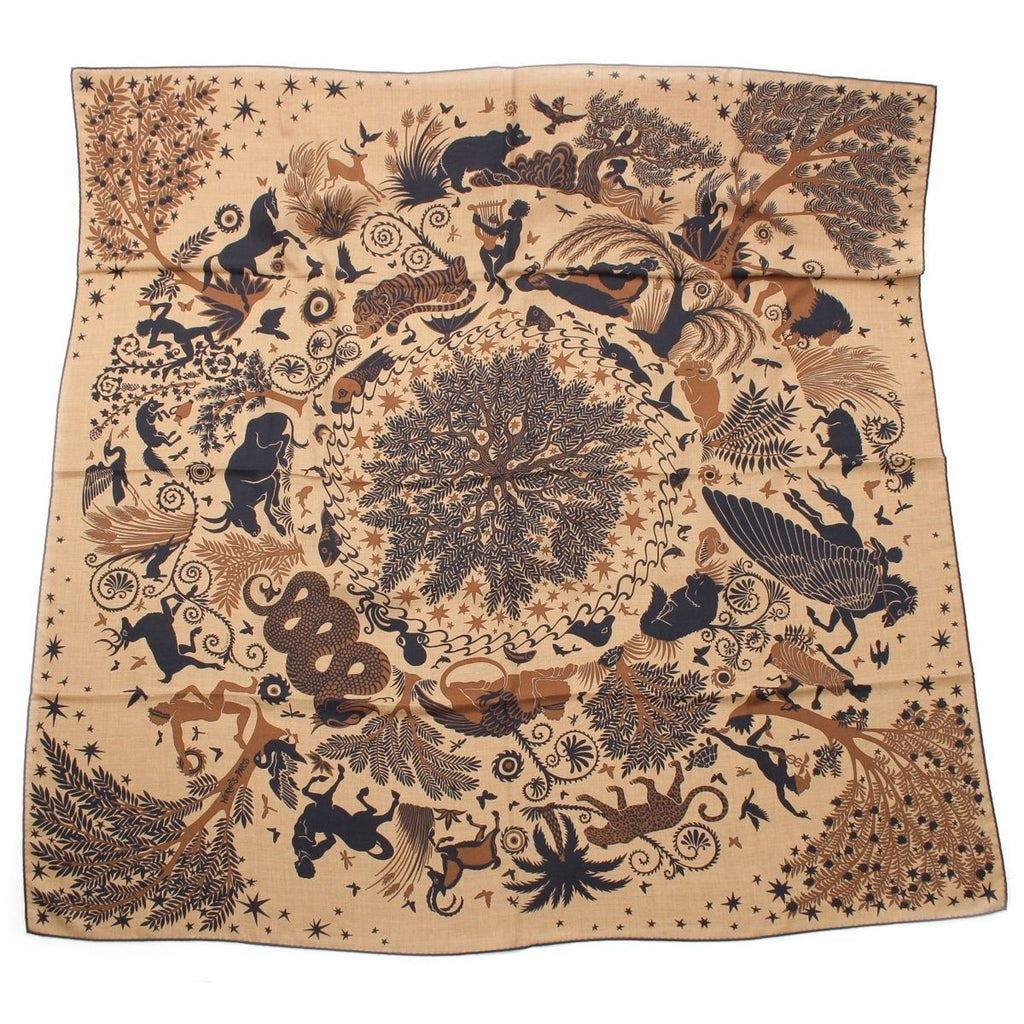 Hermes Carre Geant 140 Cashmere Silk Sous le Charme D'orphee Attracted by the