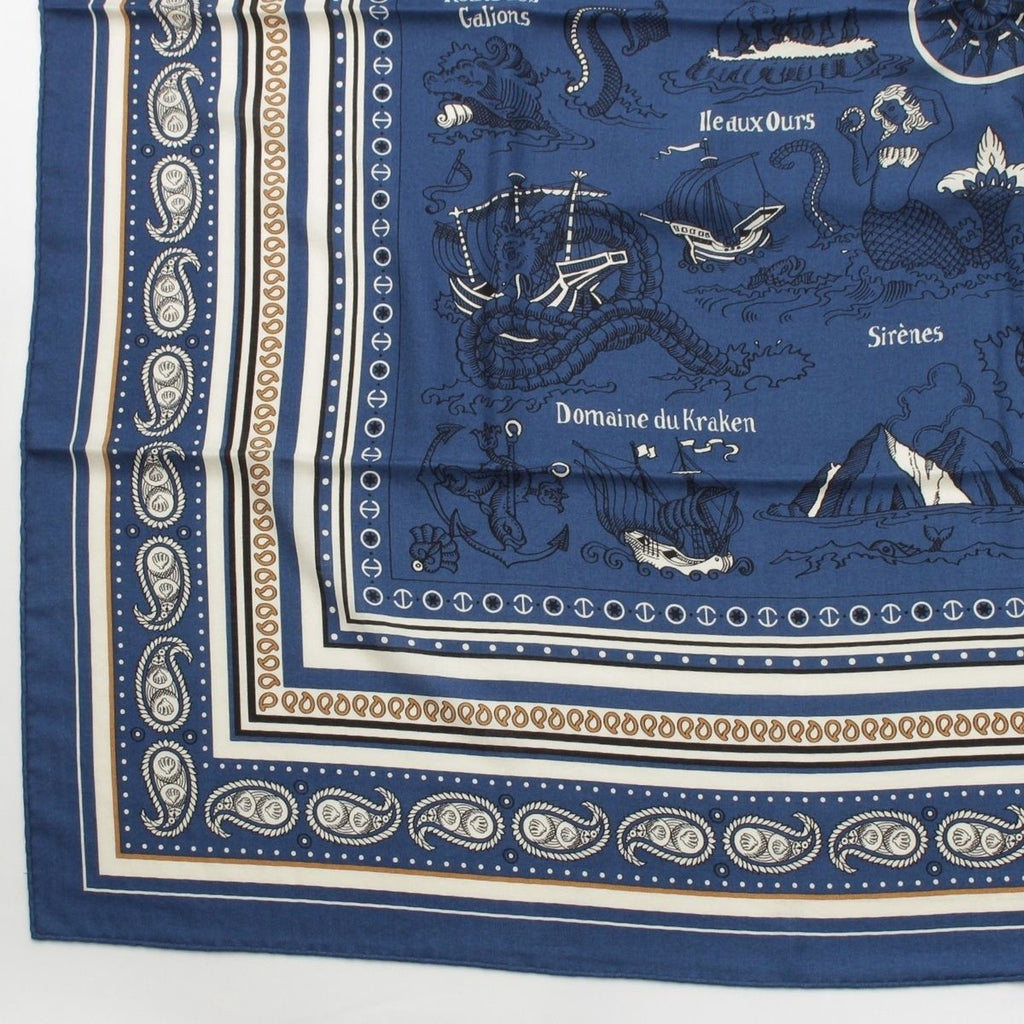 Hermes Carre Geant 140 Cashmere Silk Tatouages Marins Bandana Sailor Tattoo — view 4