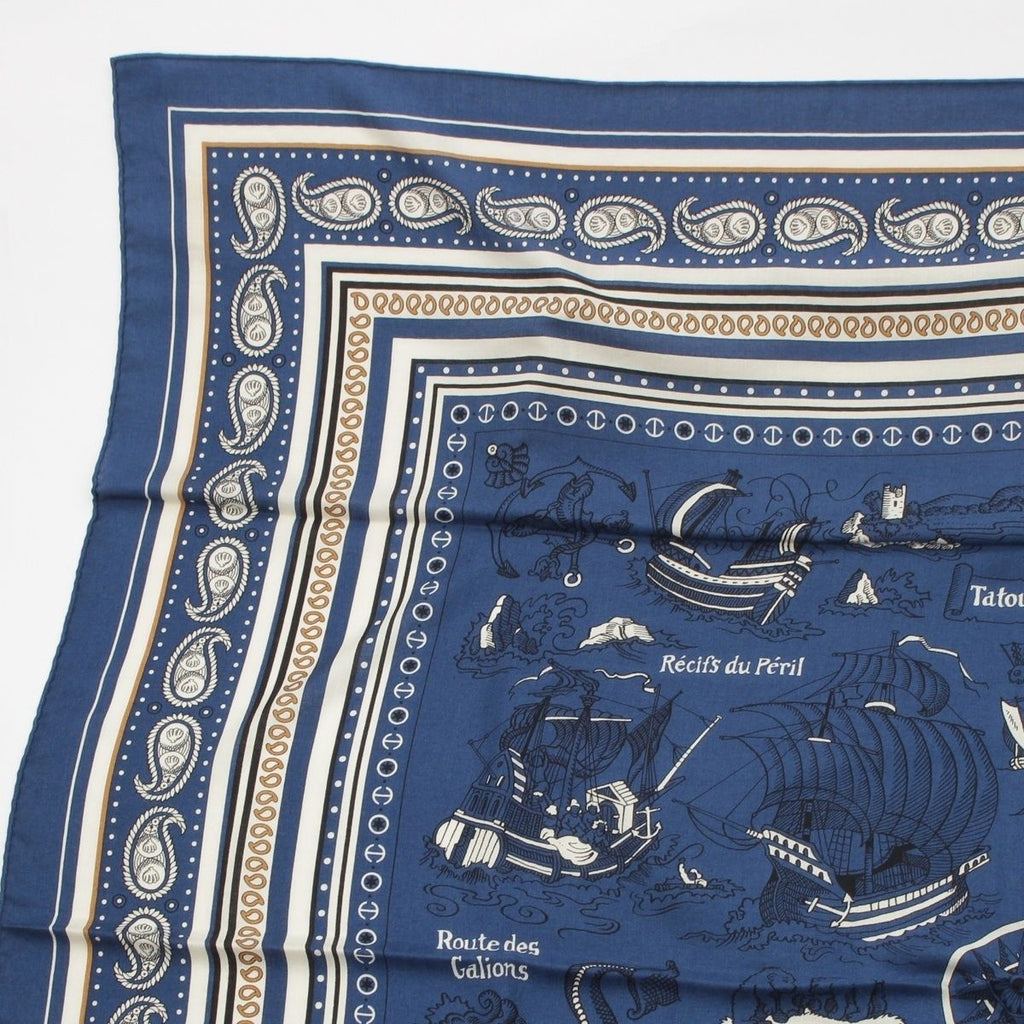 Hermes Carre Geant 140 Cashmere Silk Tatouages Marins Bandana Sailor Tattoo — view 2