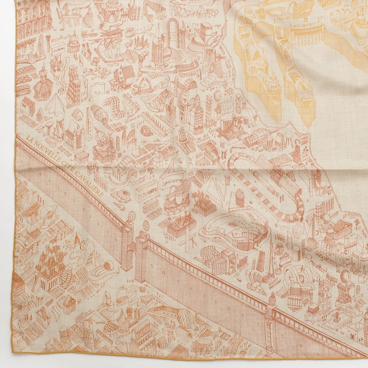 Hermes Carre Geant 140 Cashmere Silk la Nouvelle Cite Cavaliere Scarf Beige — view 4
