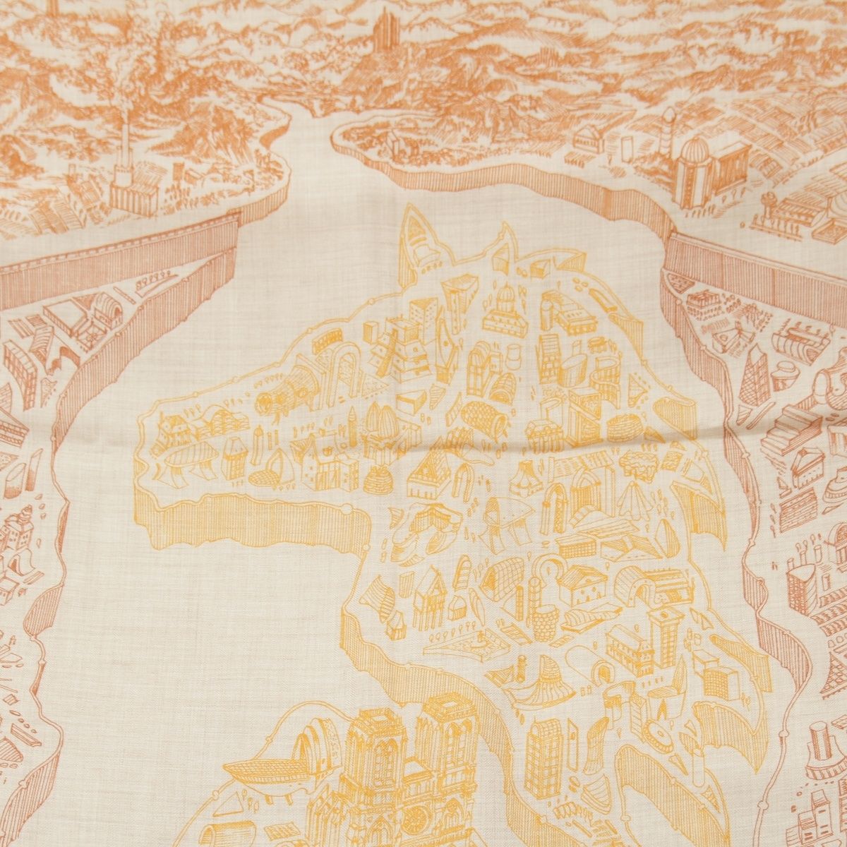 Hermes Carre Geant 140 Cashmere Silk la Nouvelle Cite Cavaliere Scarf Beige — view 9