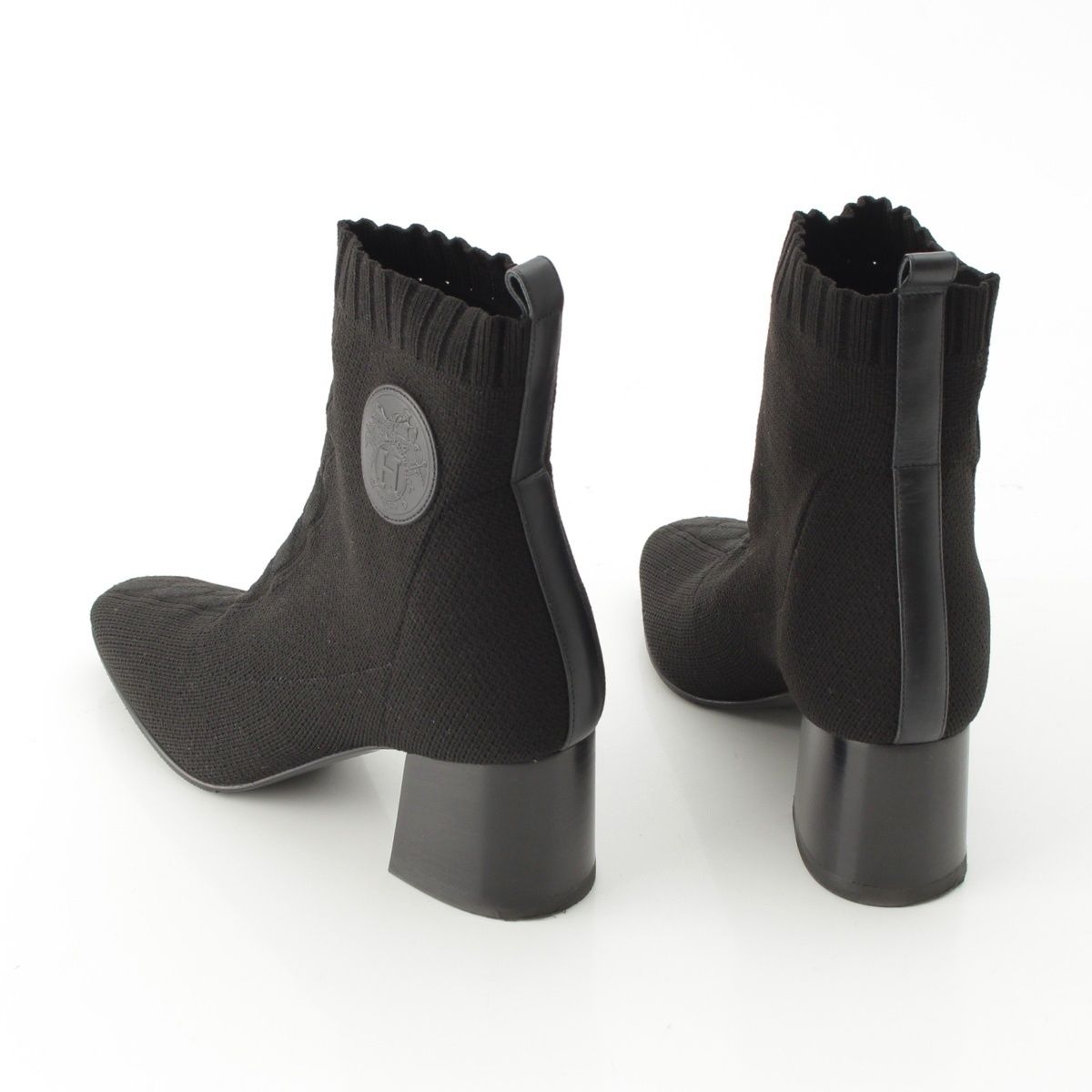 Hermes Volvert Exlibris Knit Heels Boots Black — view 4