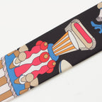 Hermes Twilly Charm Silk la Patisserie Francaise Scarf Black Multicolor — view 3