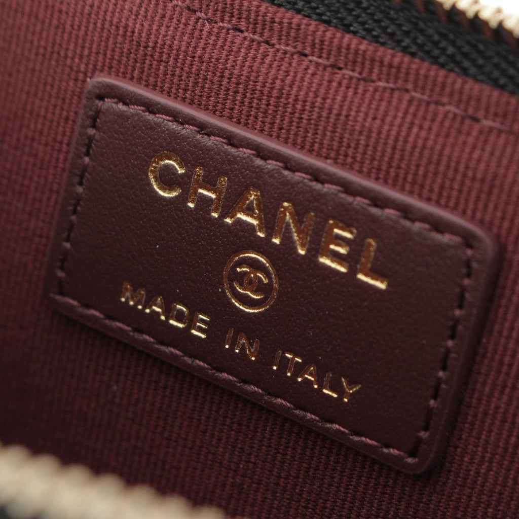 Chanel Caviar Leather Quilted CC Logo Zip Fragment Card Case Black — view 5