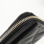Chanel Caviar Leather Quilted CC Logo Zip Fragment Card Case Black — view 7