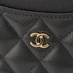 Chanel Caviar Leather Quilted CC Logo Zip Fragment Card Case Black — view 6