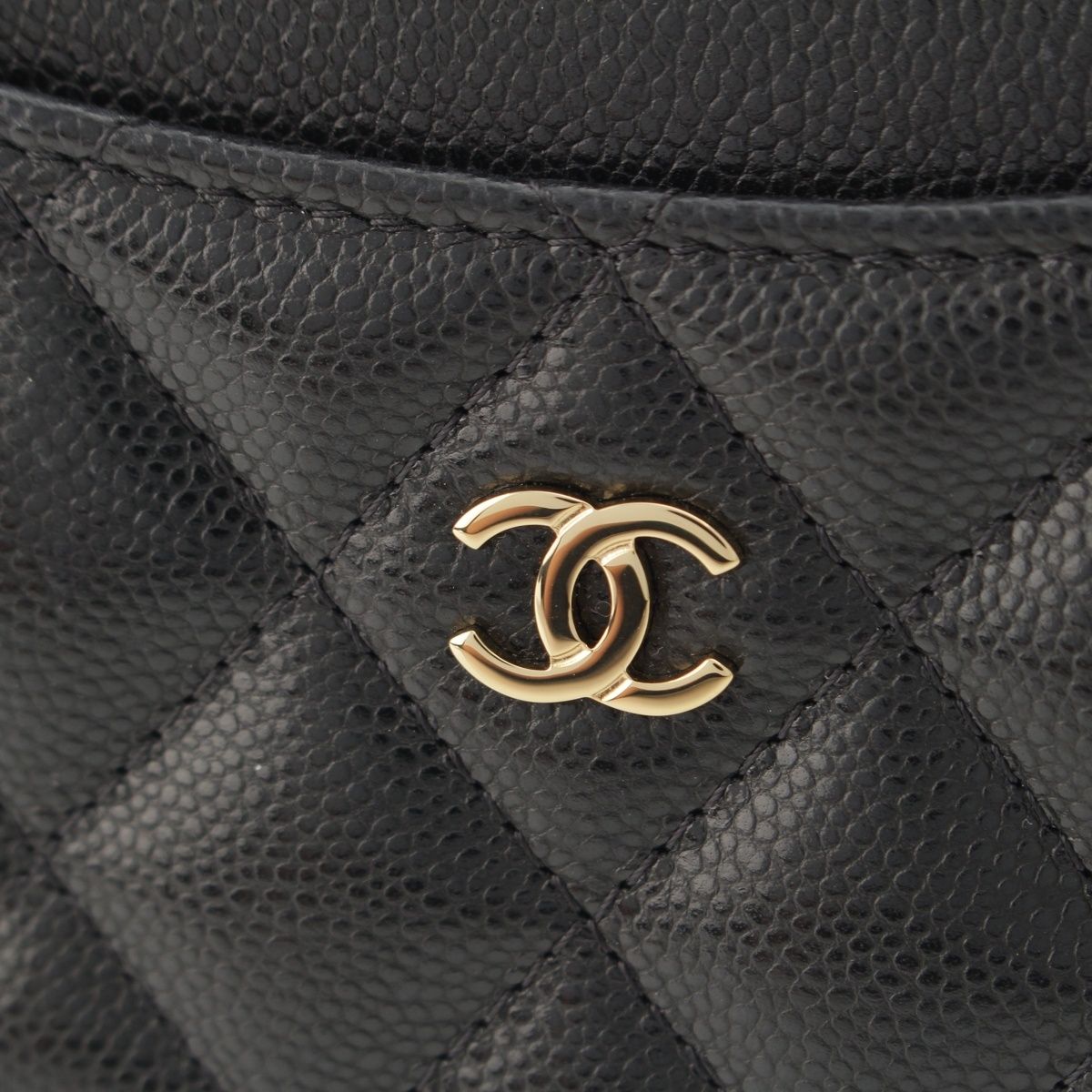 Chanel Caviar Leather Quilted CC Logo Zip Fragment Card Case Black — view 6